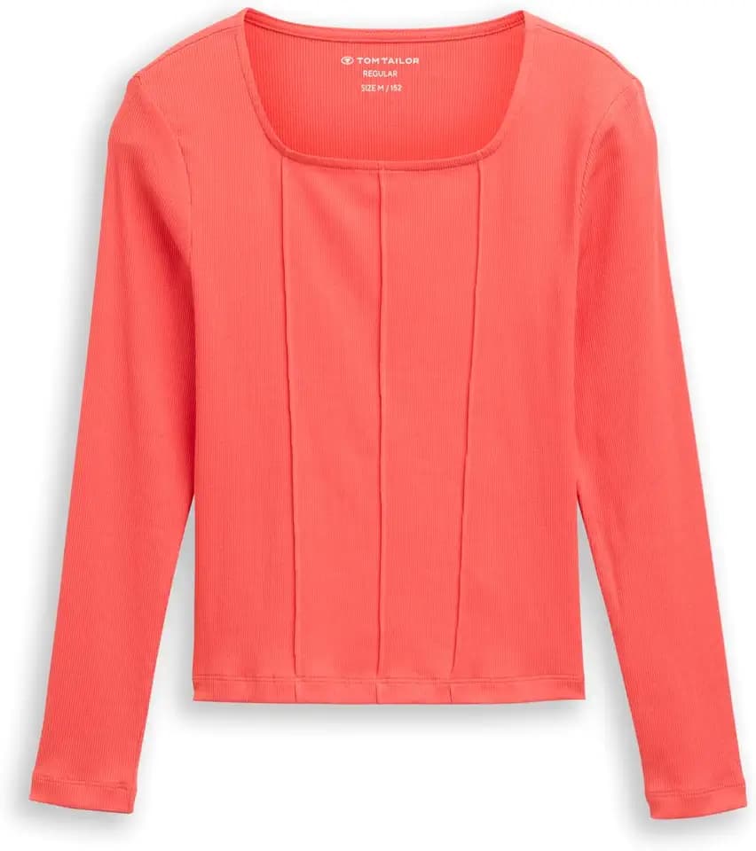 Tom Tailor Mädchen 1047366 Kinder RIPP Langarmshirt mit Karree-Ausschnitt