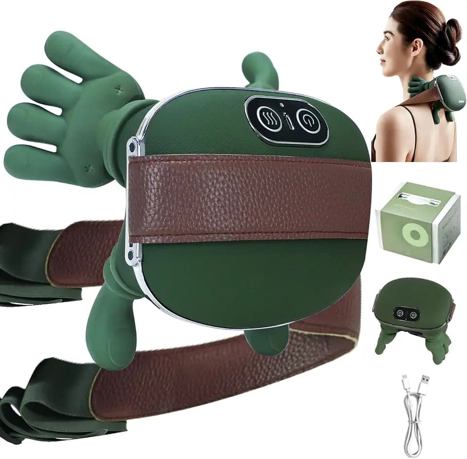 Neck and Shoulder Massager with Heat, Back Massager for Deep Kneading, Rechargeable Electric Massager, Hands-Free Shoulder and Neck Massager for Home Office, Gifts for Women Men,(Green)