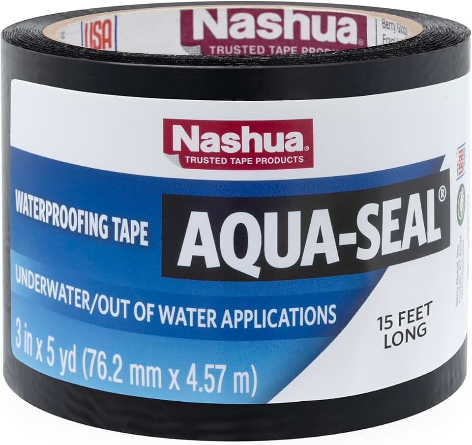 Nashua 3 in x 5 yd Aqua-Seal Tape in Black, Model Number: 1529844