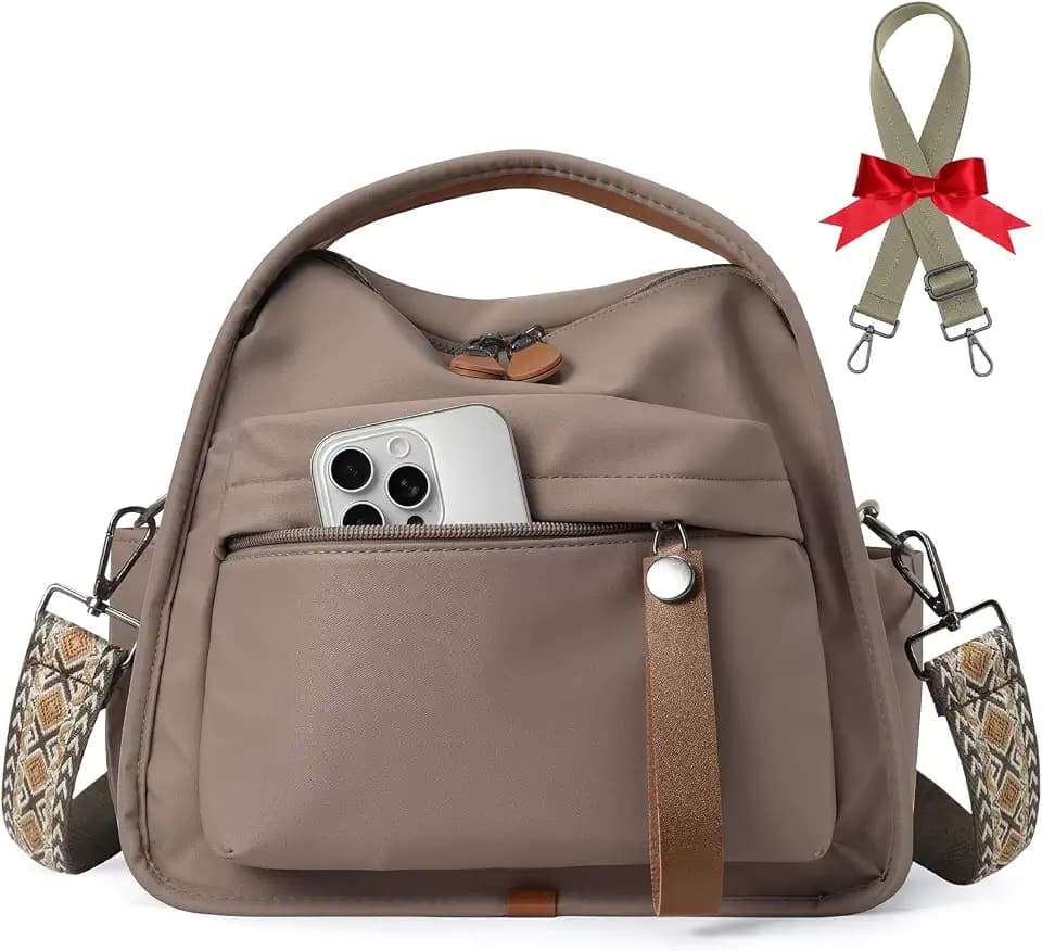 Nylon Crossbody Bags for Women Lightweight Top Handle Shoulder Bag Waterproof Satchel Hobo Handbag, Bonus with a Extra Strap