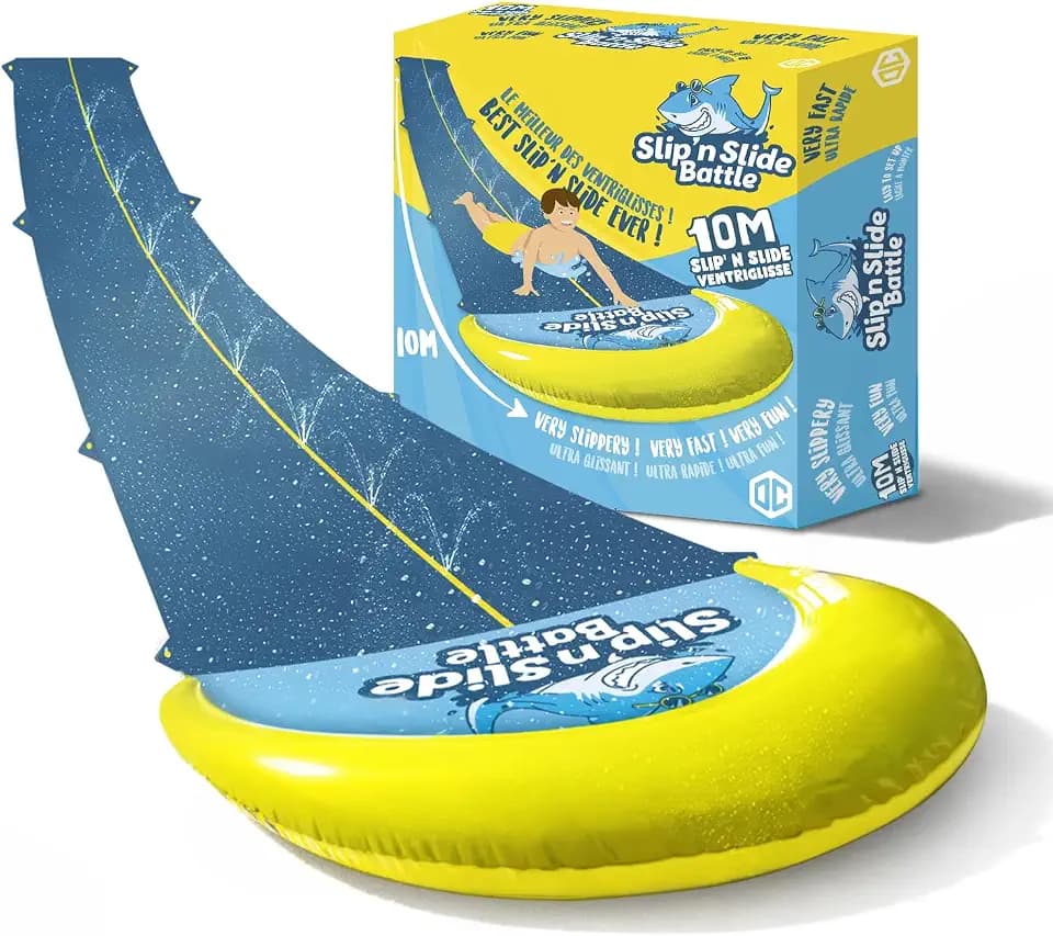 Offizielle VentriBattle | Zweibahn-Rutschmatte | Anschließbarer Wasserschlauch | 10 Meter | Premium Qualität | Slip'n Slide | Wasserspiel im Freien | + Dick | + Steif | + Schnell | 100% Spaß PVC
