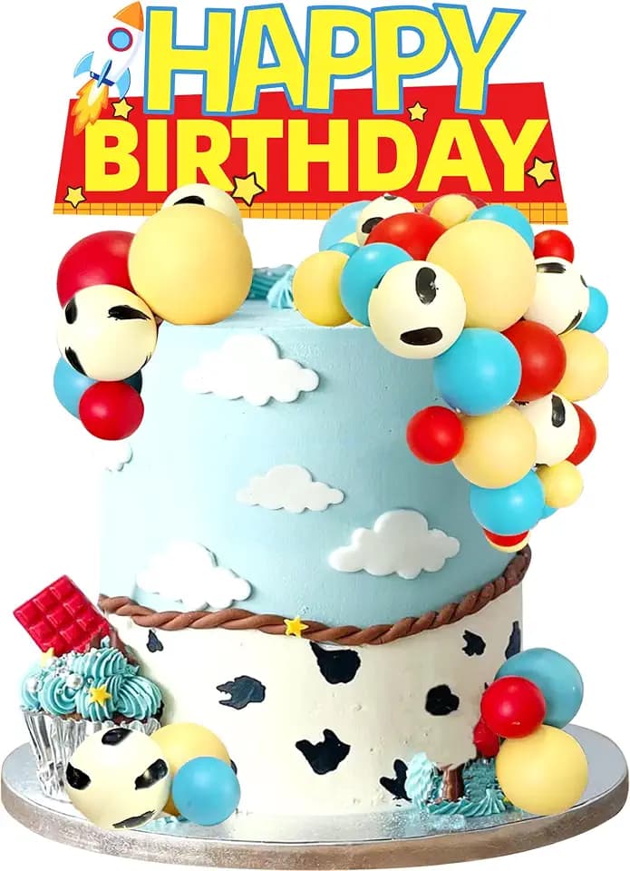 Balls Cake Toppers Blue Orange Birthday Cake Decorations for Baby Shower Birthday Cake Decorating (Cartoon story)