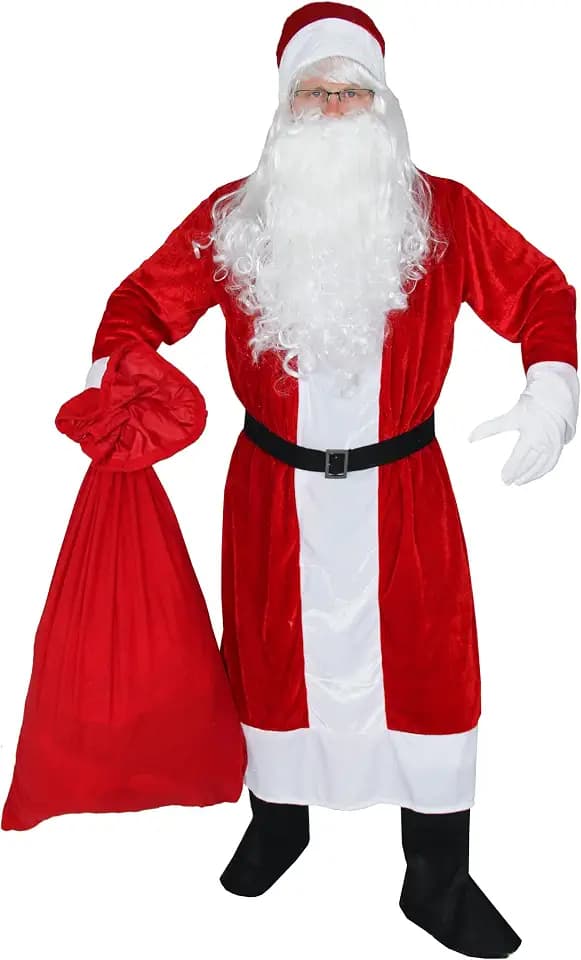 Foxxeo Rotes 6-teiliges Premium Weihnachtsmann für mit Mantel für Herren - Größe M-XXXXL, Größe:XL/XXL