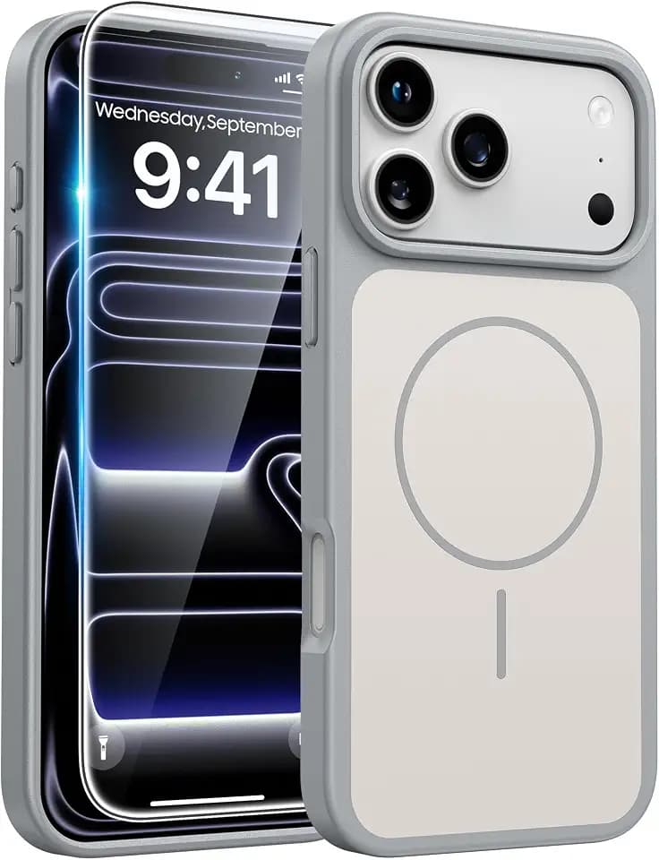 FNTCASE for iPhone 18 Pro/17 Pro Case White: Matte Compatible with MagSafe