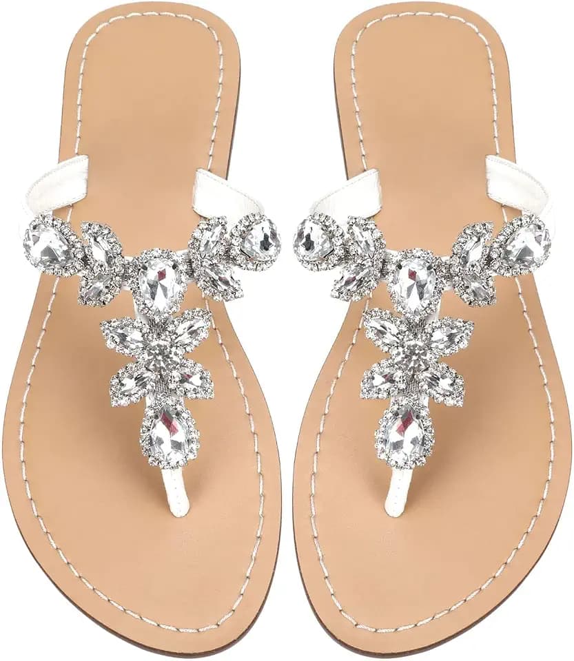 Rhinestone Sandals for Women Sparkly Flip Flops