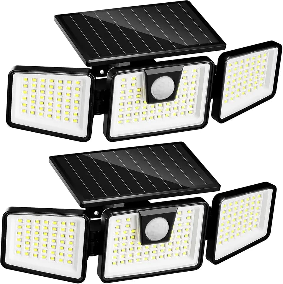 INCX Solar Lights Outdoor, 3000LM Motion Sensor Outdoor Lights, 2PCS, Black