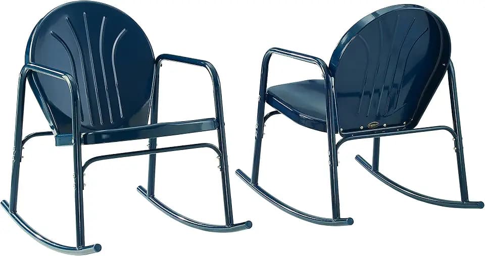 Crosley Furniture Griffith Retro Metal Outdoor Rocking Chairs, Set of 2