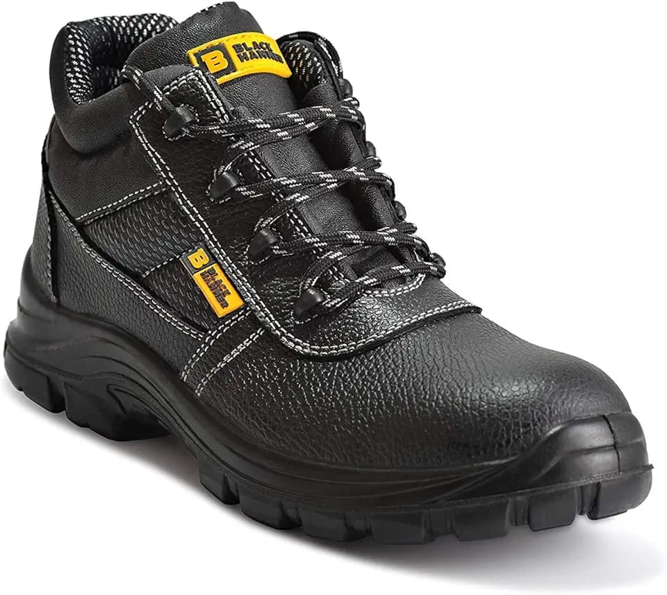 BLACK HAMMER Sicherheitsstiefel Herren Wasserdicht S3 SRC Stahlkappe Arbeitsschuhe Knöchelhoch Leder Sicherheitsschuhe Schwarz Leicht 1007