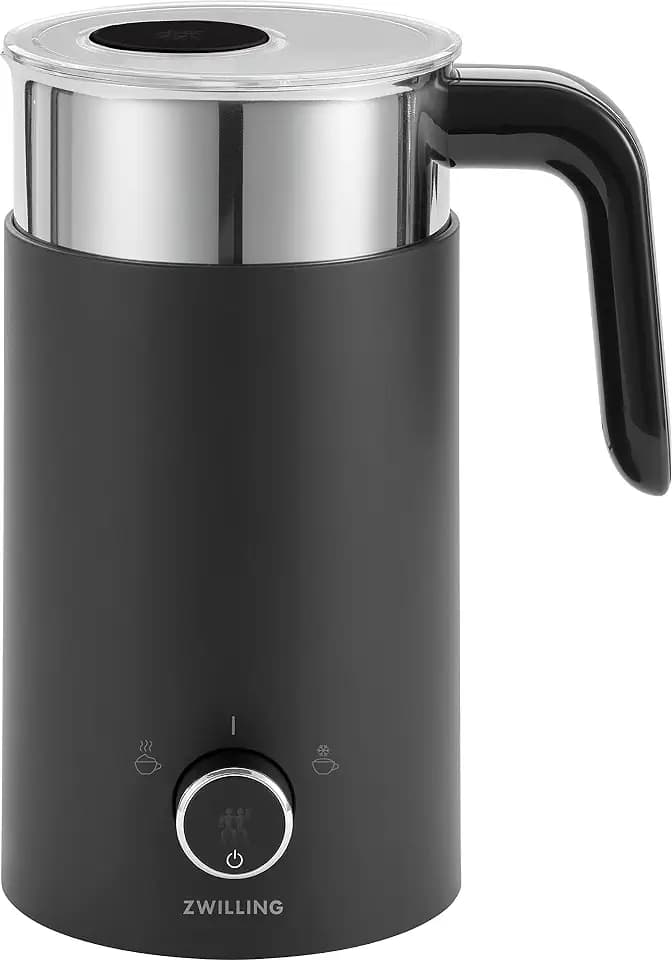 ZWILLING ENFINIGY Milchaufschäumer, Elektrischer Milchschäumer für heiße und kalte Milch sowie pflanzliche Milchalternativen, 400 ml, Edelstahl, Kunststoff, Schwarz