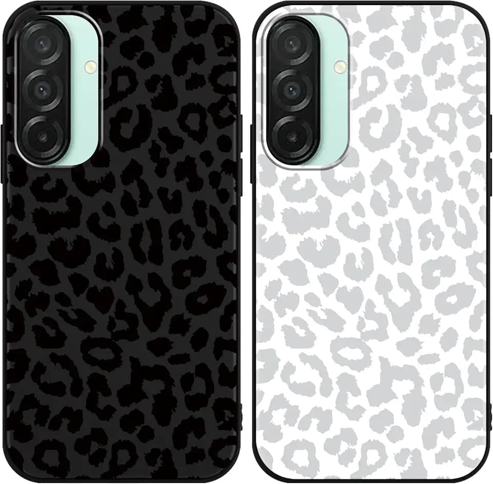 Yoedge 2 Stück HandyHülle für Samsung Galaxy A56 Hülle 6,7", Aesthetic Leopard Muster Design Schutzhülle Case Mädchen Junge Geschenk, Weich TPU Silikon Stoßfest Cover für Samsung A56, Schwarz