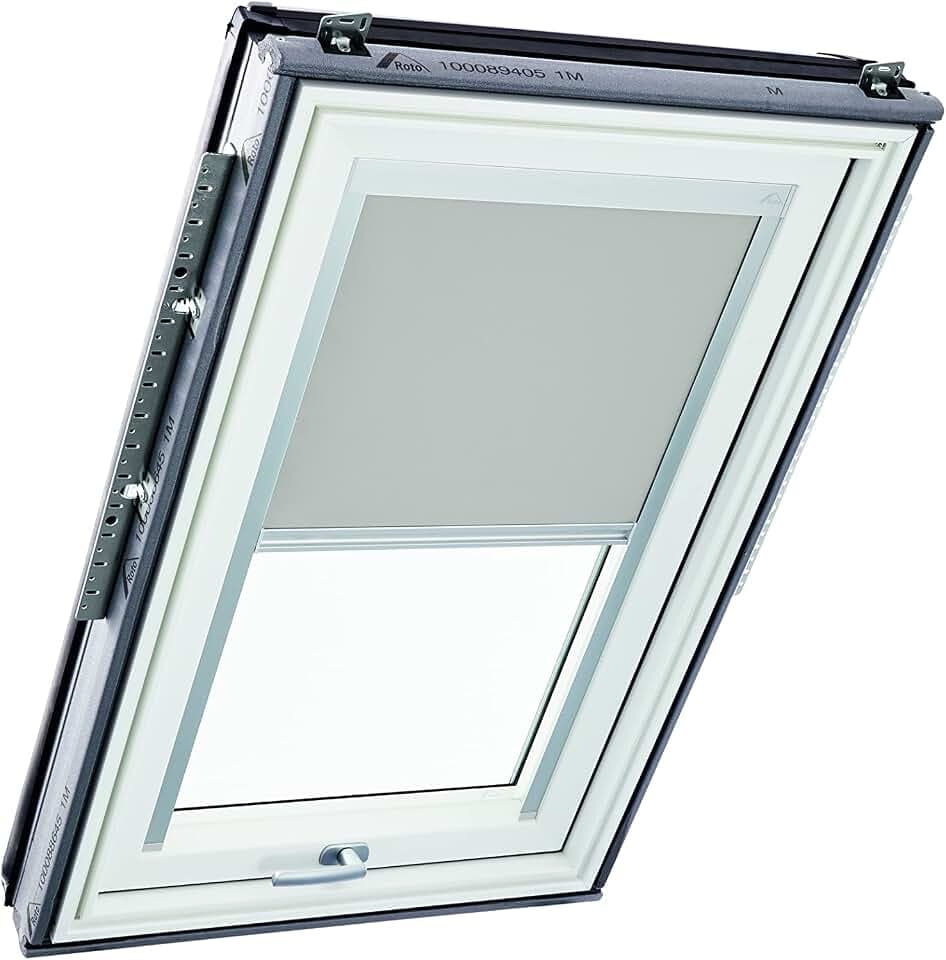 Original Roto Verdunkelungsrollo ZRV - Nahezu vollständige Verdunkelung - Führungsschiene Silber - Dachfenster Baureihe Designo R6/R8, i8 und Classic 64/84 - Größe 134/160 | 13/16 - Farbe Hellgrau