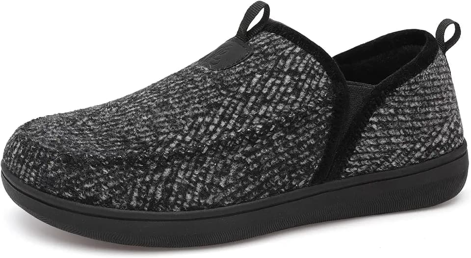 LeIsfIt Men's Slippers Wide Memory Foam House Shoes Moccasin Slip-On Cozy Loafer Slippers for Indoor & Outdoor