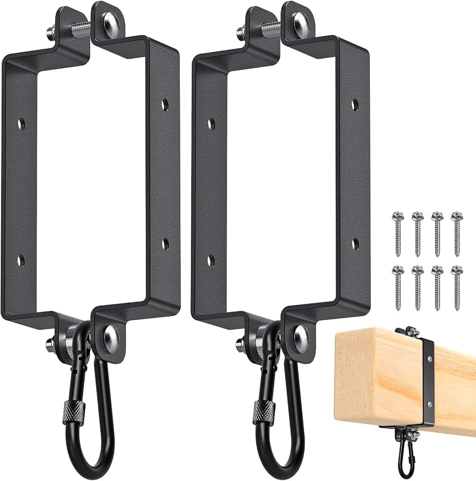 Dolibest Heavy Duty Swing Hangers for Wooden Sets Snap Hooks, 3mm Thickness Porch Swing Hangers, All-Steel Construction Beam Hanger Hook for Porch Swing, Hammock, Swing Seat Indoor/Outdoor Use- 2 Pcs