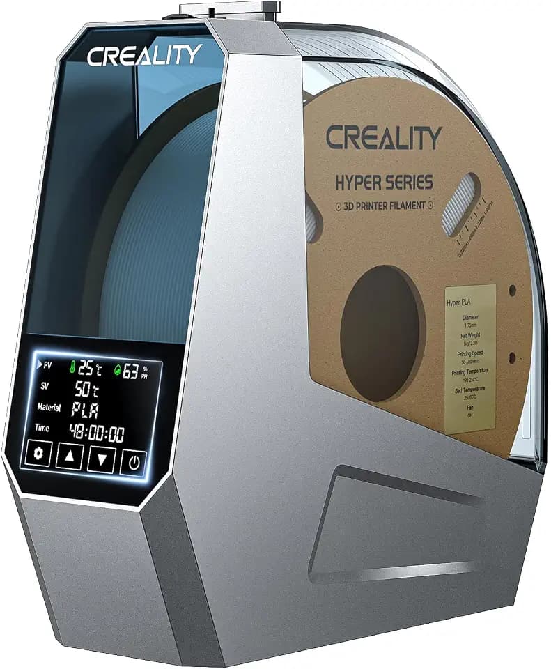 Offizieller Creality Space PI Filament Trockner, 3D Drucker Filament Trockner Box, Filamentaufbewahrung und Filamententwässerung für 1 kg Filament, Ein-Tasten-Einstellung für PLA PETG ABS TPU Nylon