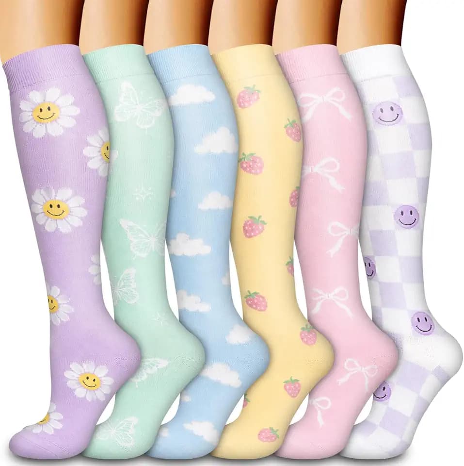 Laite Hebe Compression Socks for Women & Men Circulation(6 pairs)-Graduated Supports Socks for Running, Athletic Sports