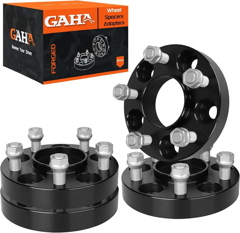 GAHA Wheel Spacers 1 inch Compatible for Ford Explorer 2020-2025, Mustang Mach-E, GT 2017-2022, for Lincoln Aviator 2020-2025, 70.5mm Bore with M14x1.5 Studs Forged Adapters 5x114.3, 4PCS