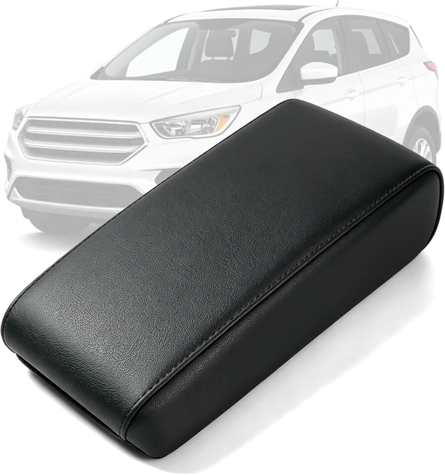 AOMSAZTO Console Covers for 2017-2019 Ford Escape Armrest Covers for Ford Escape Leather Black