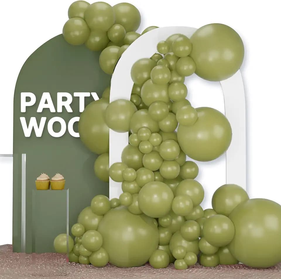 PartyWoo Sage Green Balloons 120pcs Different Sizes of 18 12 10 5 Inch Olive Boho Green Latex Balloon Arch Kit for Wedding Birthday Dinosaur Jungle Golf Football Theme Party Decorations Green-F11