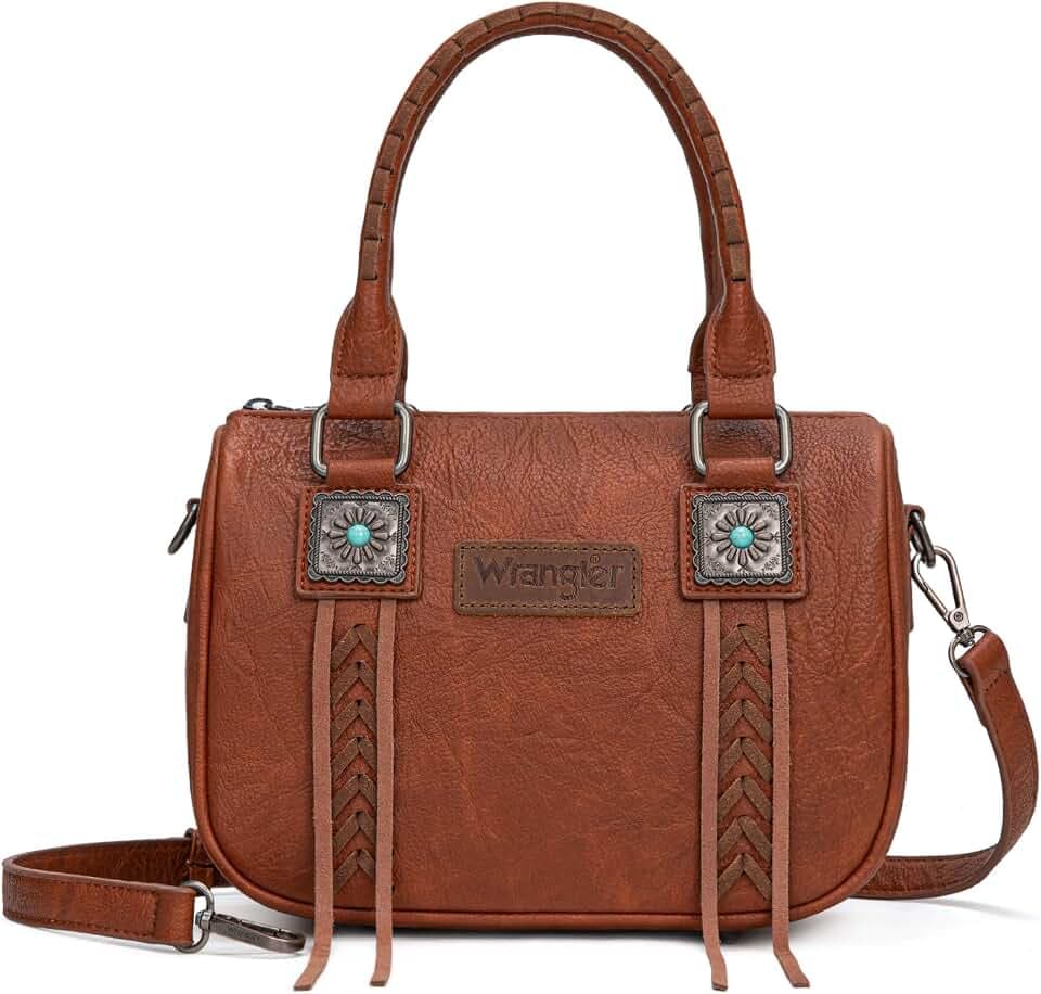Wrangler Satchel Bag Fringe Crossbody Purse Top Handle Shoulder Bag with Detachable Strap