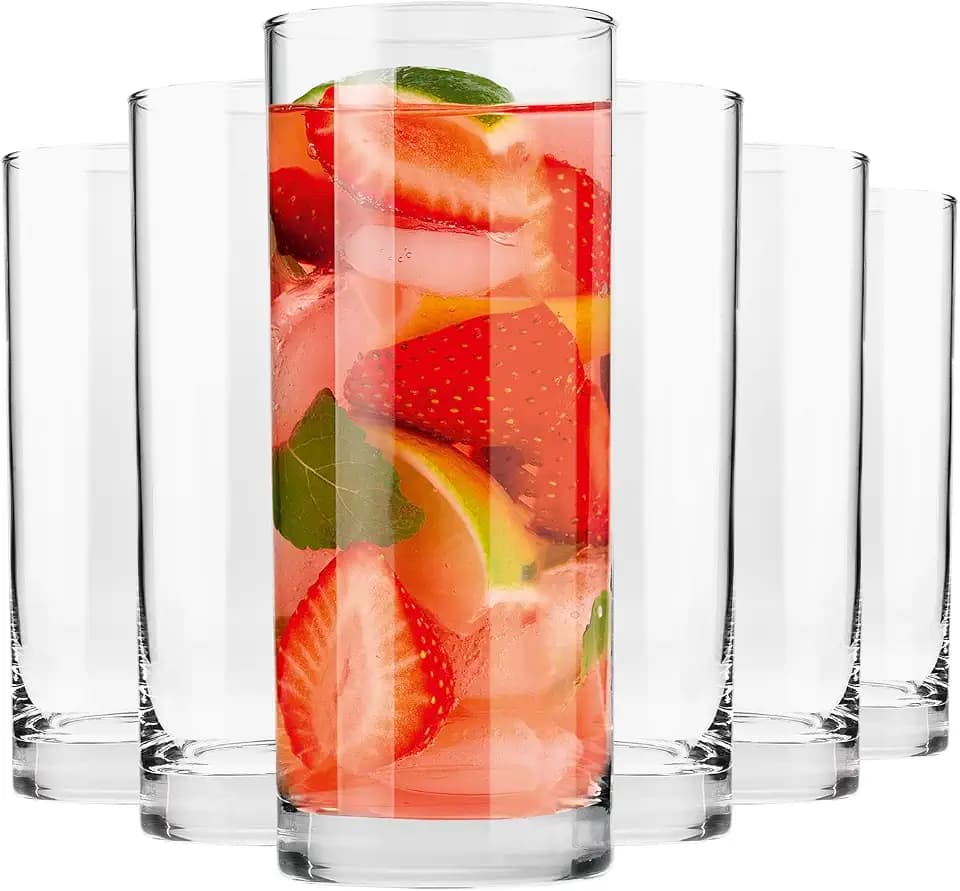Krosno Gläser für Wasser Saft und Drinks | Für Getränke und Wasser | Satz von 6 Stück | 300 ML | Basic Kollektion | Klassische Form | Bleifreies Glas | Perfekt für Zuhause Restaurant und Partys