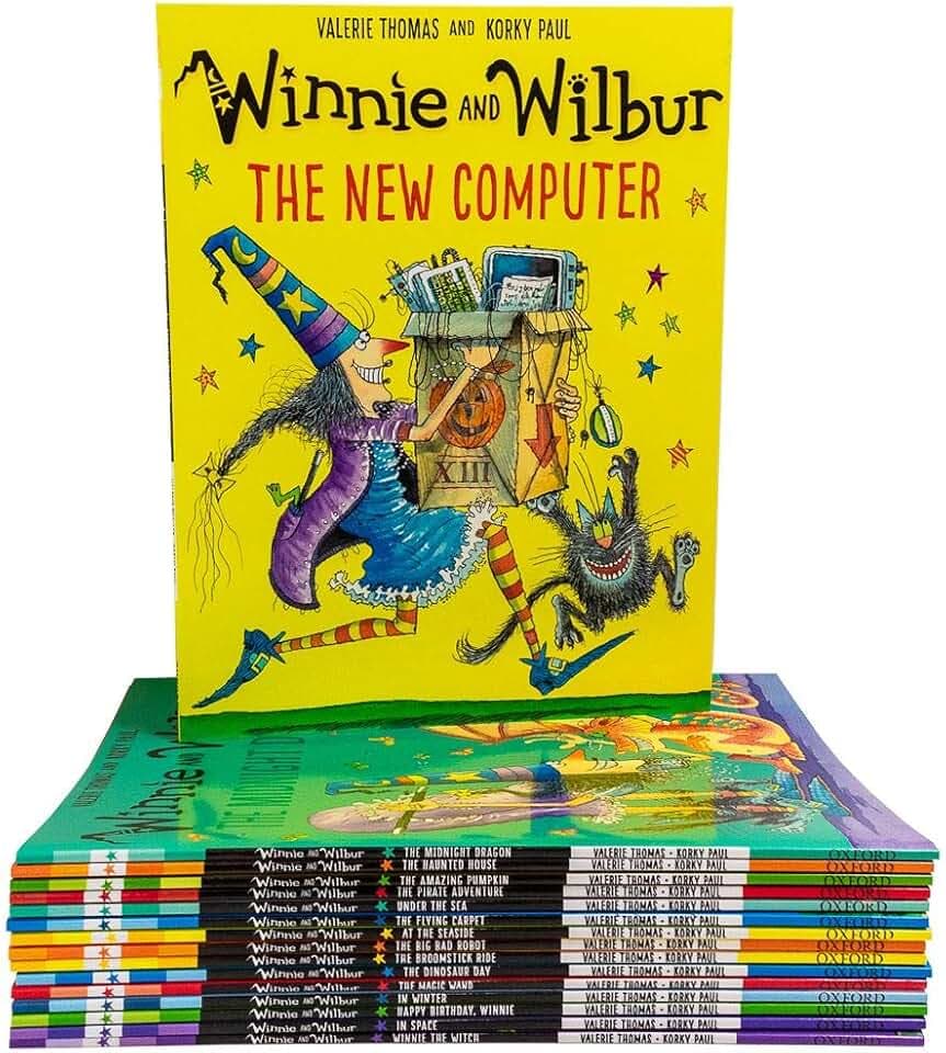 Winnie and Wilbur Series 16 Books Bag Collection Set By Valerie Thomas ( Winnie The Witch, The Big Bad Robot, The Broomstick Ride, The Dinosaur Day ,The Magic Wand, In Winter……
