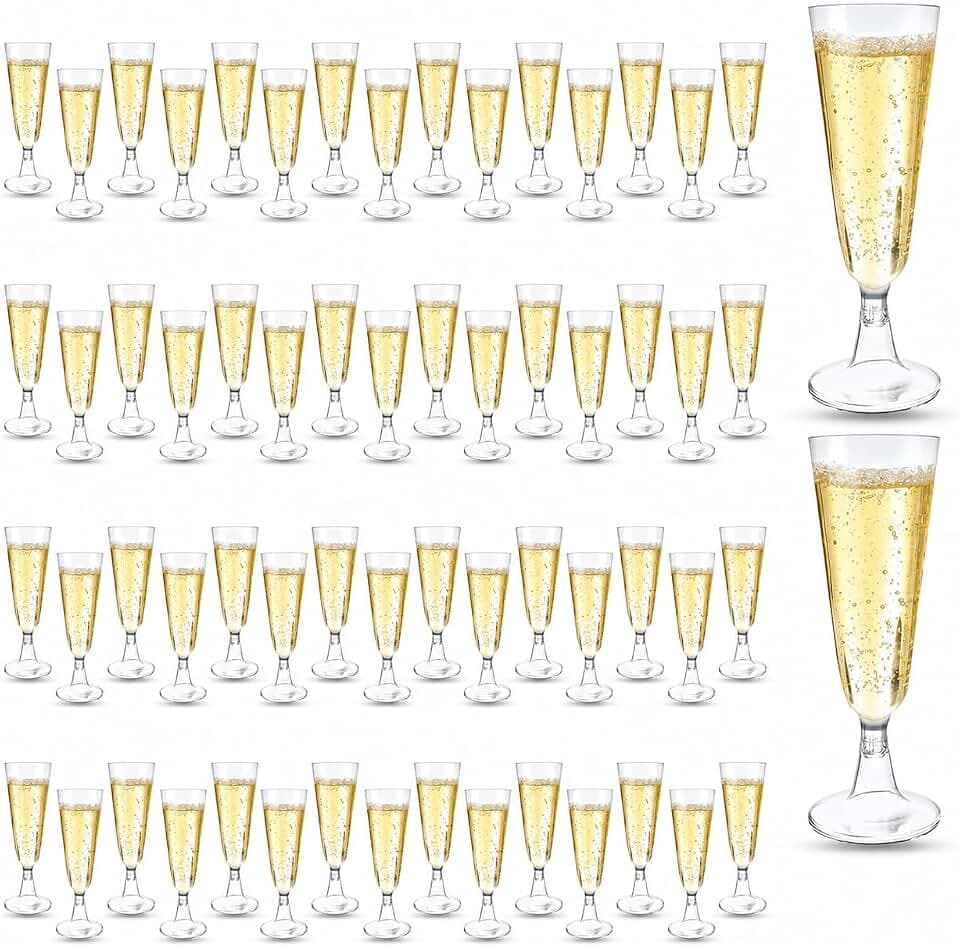 lafo 60 Stück Sektgläser Plastik Mehrweg - 160ml Champagnergläser aus Kunststoff, Klare Hochzeit Sektgläser, Wiederverwendbare Partygläser für Hochzeit, Geburtstag, Oktoberfest