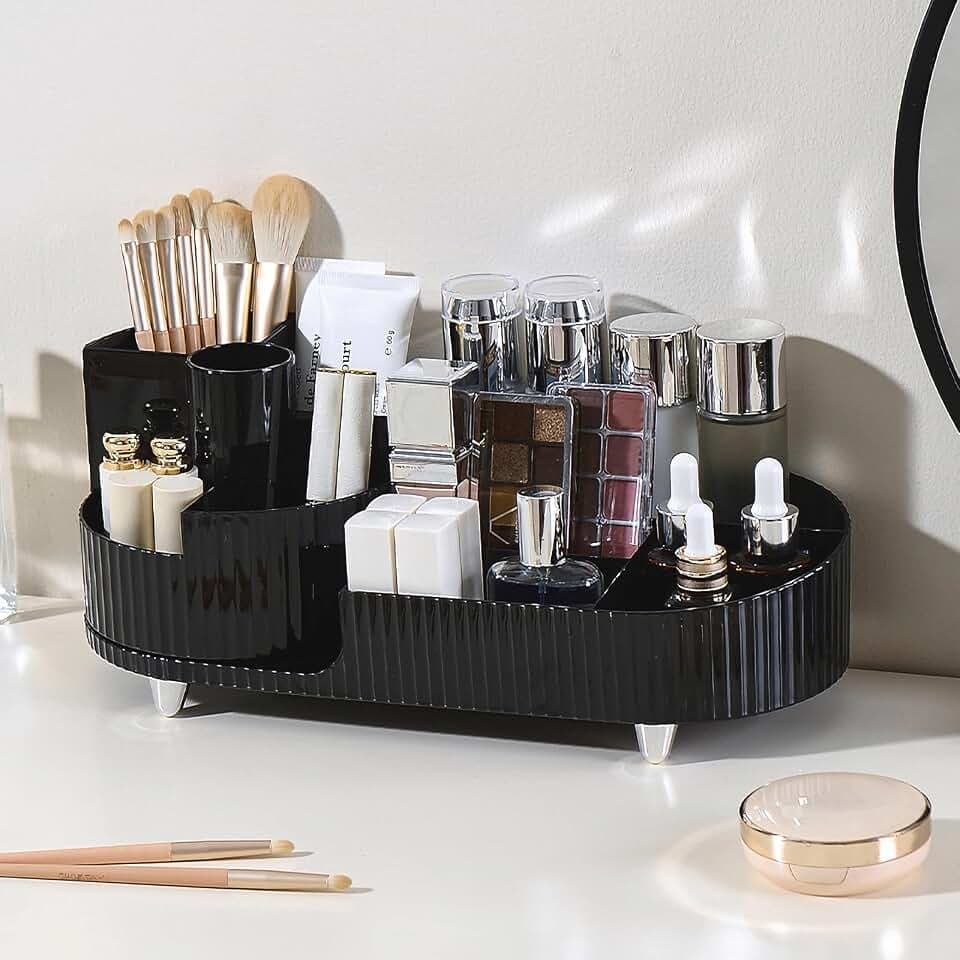 JVISION Make Up Organizer 360° Drehbar Schminktisch Organizer Fach 2-in-1