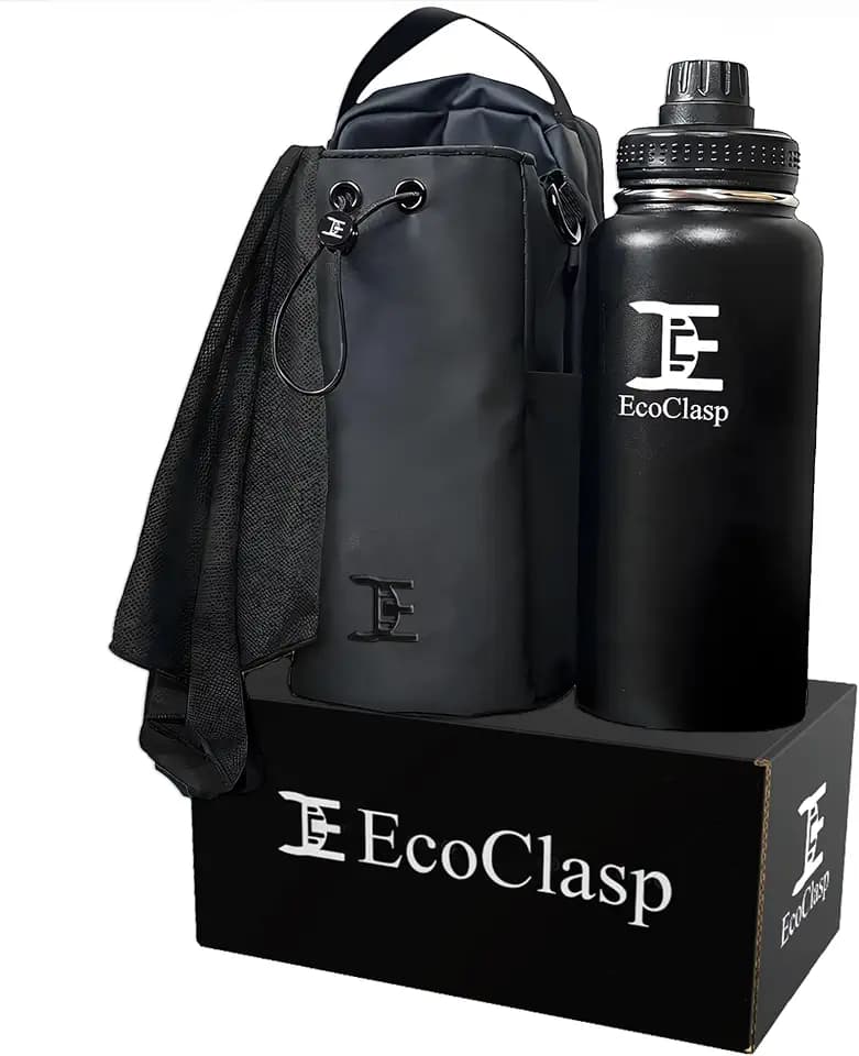 Ecoclasp Magnetic Gym Bag with 5kg Hold Strength, 32oz Insulated Water Bottle & Quick-Dry Towel Set - Phone Mount Ring Men Women