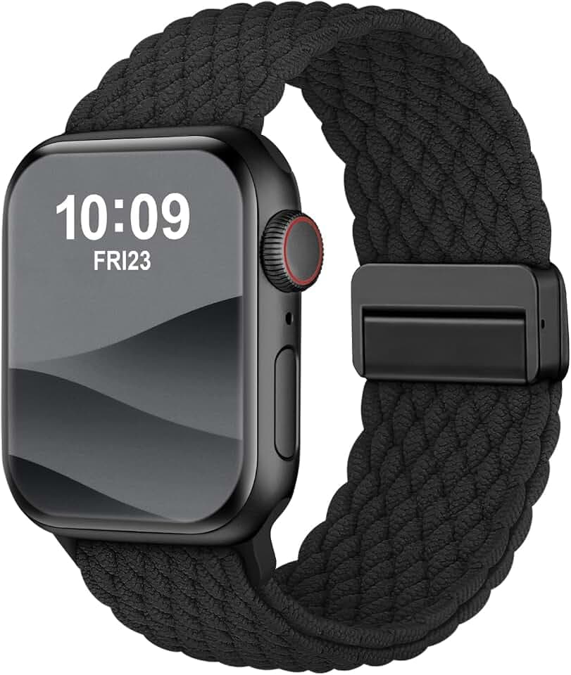 Geflochtenes Armband Kompatibel mit Apple Watch Armband 40mm 41mm 42mm 38mm 45mm 44mm 46mm 49mm,Elastisch Sport Nylon Armbänder mit Magnet Verschluss für iWatch SE 3 2 1 Series 11 10 9 8 7 6 5 4 3
