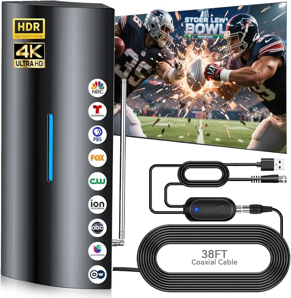 2026 Upgraded TV Antenna for Smart TV Indoor Outdoor with Amplifier