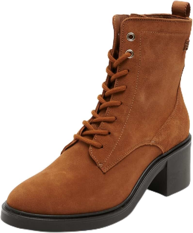 Tommy Hilfiger Damen Suede Mid Heel Laceup Logotape Fw0fw08090Stiefeletten