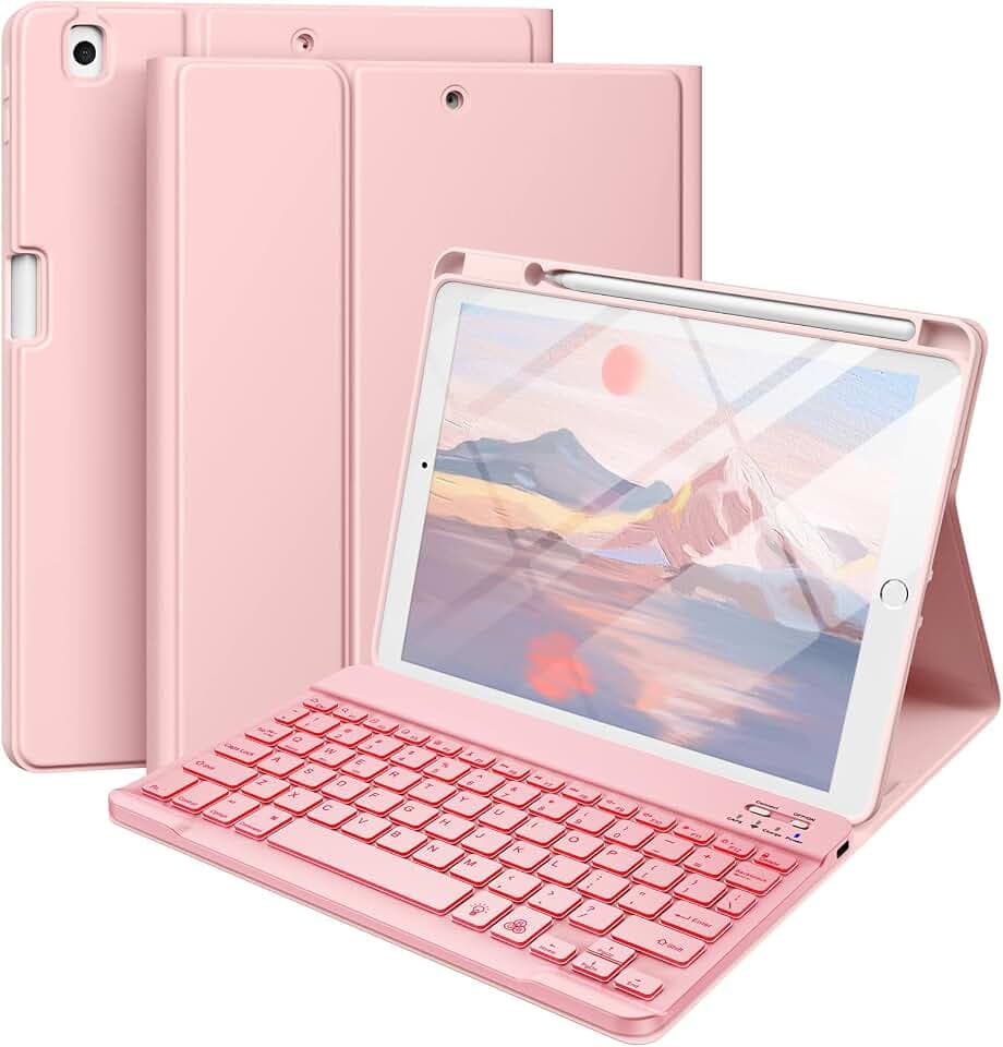 Hamile for iPad 9/8/7th Generation Case with Keyboard 10.2 Inch - Wireless