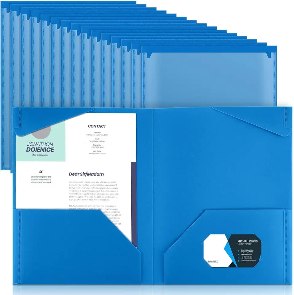 Henoyso 36 Pack Blue Plastic Folder with Clear Front Pocket