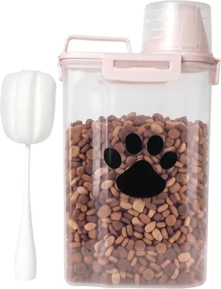 Dog Storage Container with Cleaning Brush and Measuring Cup