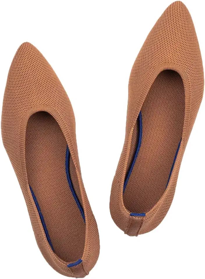 Frank Mully Womens Pointed Toe Flats Knit Dress Shoes Comfort Women Shoes Softable