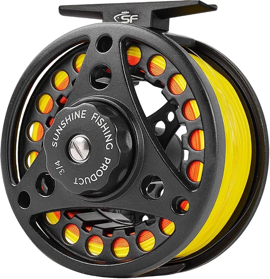 Angelrolle für Fliegenfischen mit Aluminium-Legierung, 3/4 W, 5/6 W, 7/8 W, Druckguss, vorgeladene Fliegenrolle mit Schnur-Kombination für Forelle, Barsch, Karpfen, Hecht, Panfish