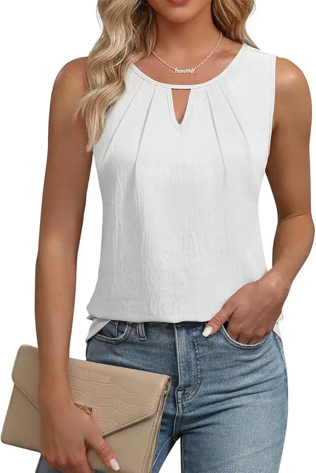 Cuptacc Top Damen Ärmellose Bluse Elegant V-Ausschnitt Oberteile Sommer
