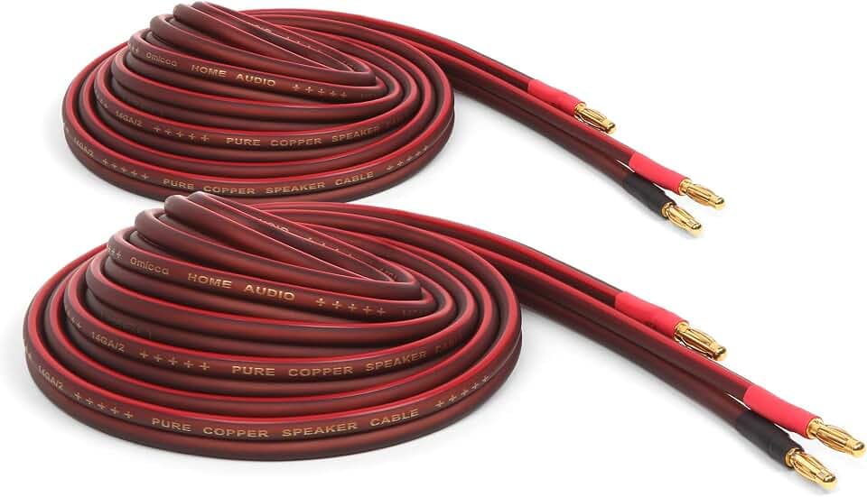 Micca Lautsprecherkabel aus reinem Kupfer, vergoldete Bananenstecker 12ft (4M)