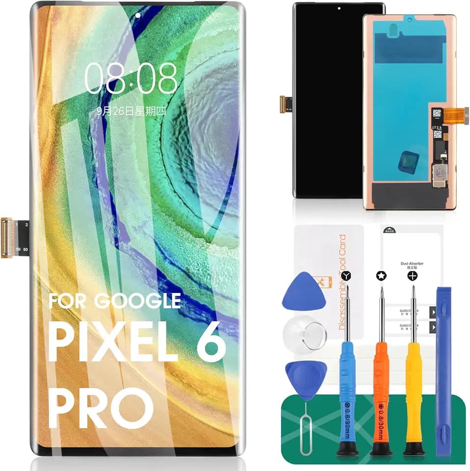 for Google Pixel 6 Pro Touch Screen Replacement for Google Pixel 6 Pro 5G LCD Display for Google Pixel 6 Pro Digitizer Replacement GLUOG G8VOU (Without Frame)
