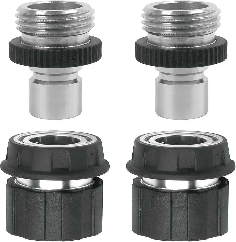Eden 94269 Heavy Duty Metal Garden Hose Quick Connect with Water Stop Set, 4 pc