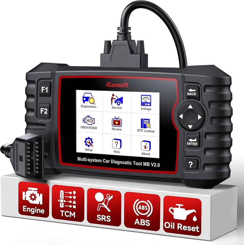 iCarsoft MB V2.0 OBD2 Scanner Diagnostic Tool for Benz/Sprinter/Smart Full System Code Reader with 9 Resets Oil/SAS/EPB/ETC/BMS/BLD/INJ/SAS/TPMS Reset AutoVIN Free Update Live Data Battery Test CAN