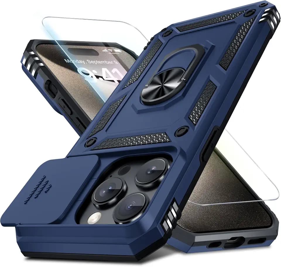 for iPhone 15 Pro Max Phone Case Built in Slide Camera Lens Cover