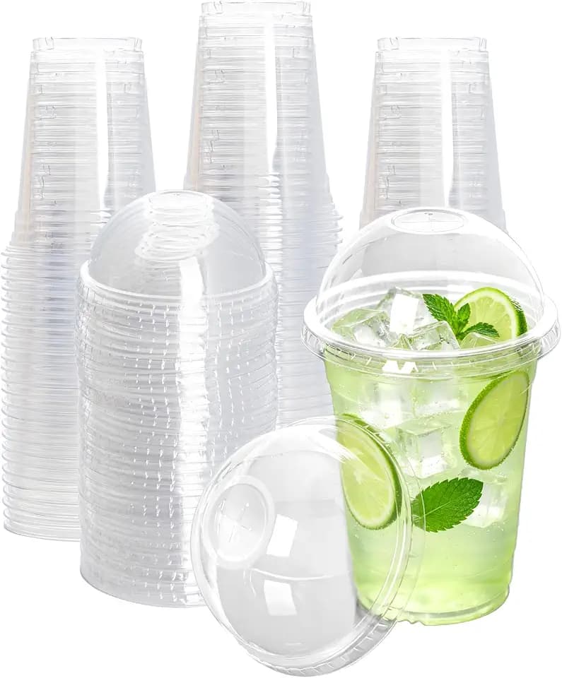 Lullaby 200 Pack 16oz Clear Plastic Cups with Dome Lids