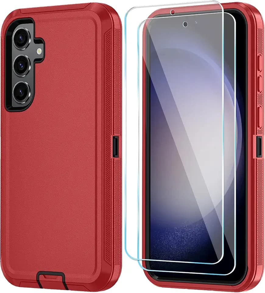 ONOLA for Samsung Galaxy S23 FE Case, 3-Layer Cover, RedBlack