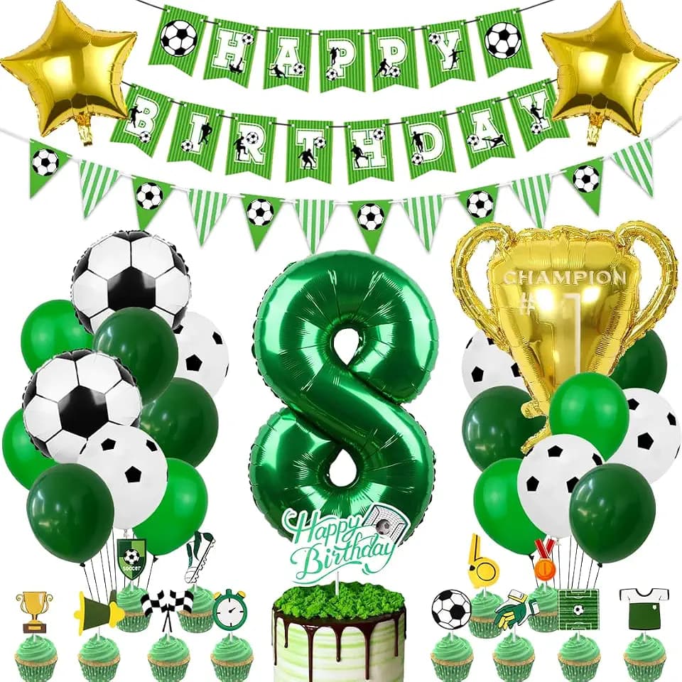 Fußball Luftballon 8. Geburtstag, Fußball Deko Geburtstag, Fussball geburtstag Deko, Geburtstagsdeko 8 , Fussball Party, Grün Folienballon für Geburtstagsdeko