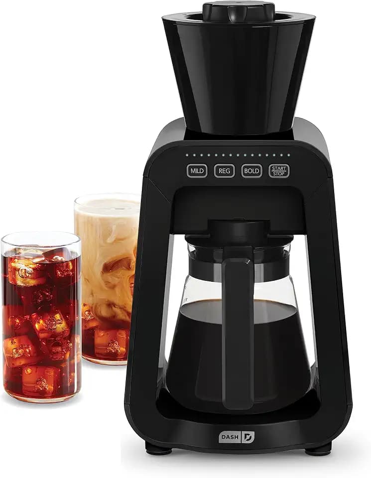 DASH Rapid Cold Brew Coffee Maker, Electric Cold Brew Machine for Smooth Iced Coffee in Minutes, 40 oz Glass Pitcher with Lid, One-Touch Operation, Auto Shut Off