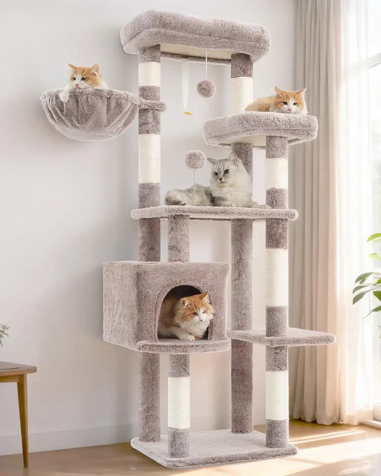 Gitelsnour 55.1'' Cat Tree Tower for Indoor Cats, Large Platform, GCT013MU