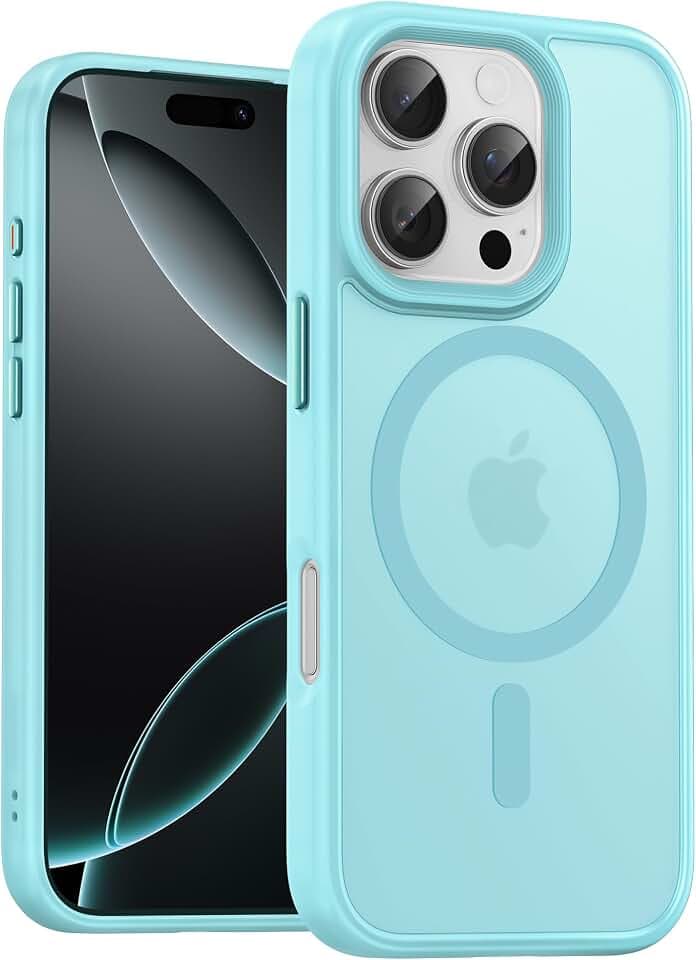 UNBREAKcable für iPhone 16 Pro Hülle für MagSafe, Vollständiger Kameraschutz, Eingebauter Magnetring, Stoßfest Kratzfest Transluzente Matt Handyhülle für iPhone 16 Pro Case 6,3 Zoll, Mintgrün