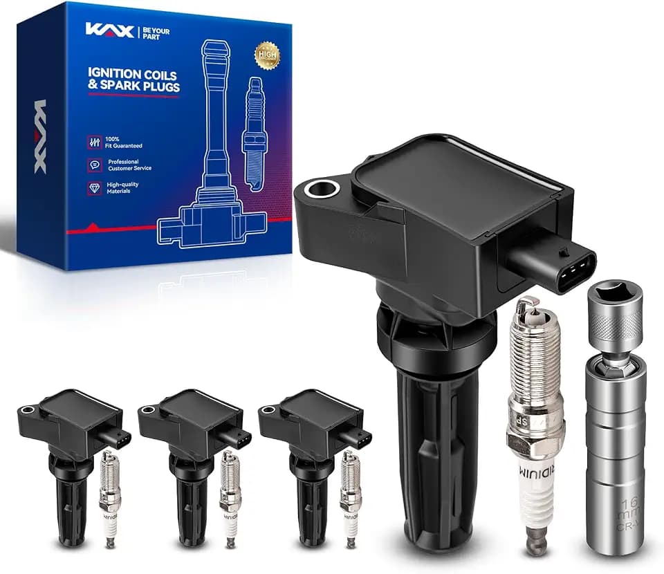 KAX 8 Ignition Coils & 8 Spark Plugs Set for Ford Edge, Explorer, Ranger