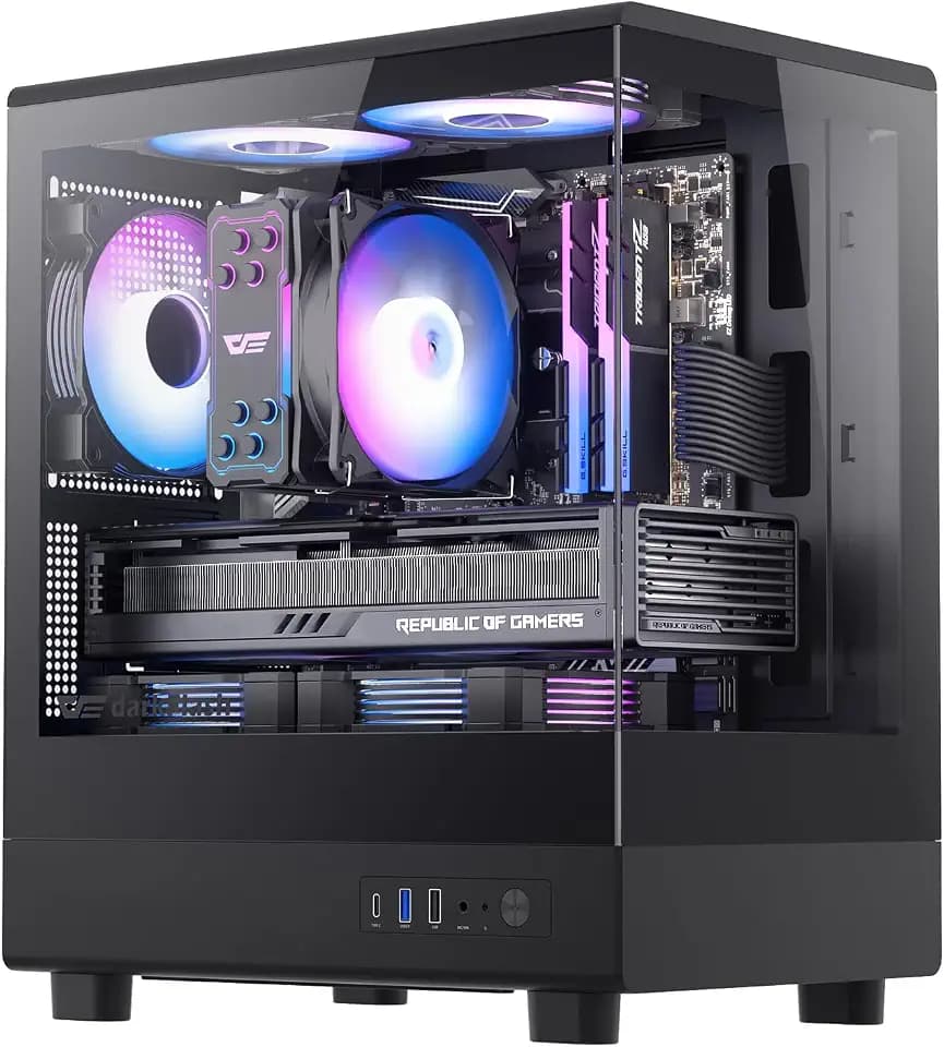 darkFlash DB330M Micro ATX PC Case, Pre-Install 3 PWM ARGB Fans, Black